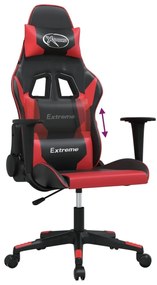 Καρέκλα Gaming Μασάζ Μαύρο/Κόκκινο από Συνθετικό Δέρμα - Κόκκινο