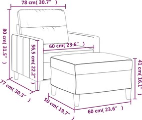 vidaXL Πολυθρόνα Καφέ 60 εκ. Υφασμάτινη με Υποπόδιο