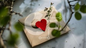 Intra Συλλεκτικό Ξύλινο Παζλ Plywood  4mm - Φάκελος σε σχήμα καρδιάς με πράσινα φύλλα και λουλούδια Σε Ξύλινο Κουτί - Διαστάσεις: 10x10 cm – 25 κομμάτια