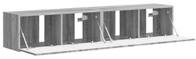 vidaXL Ντουλάπι Τηλεόρασης Τοίχου Επιτοίχιο 2 pcs Γκρίζο Σονομα
