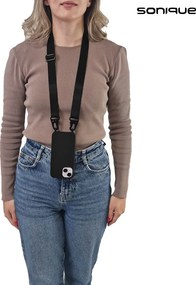 Θήκη Σιλικόνης με Strap CarryHang Sonique Honor Magic5 Lite 5G Μαύρο