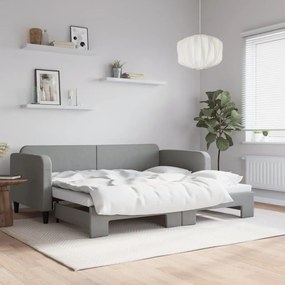 Καναπές Κρεβάτι Συρόμενος Ανοιχτό Γκρι 90 x 200 εκ. Υφασμάτινος