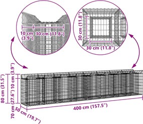 vidaXL Ανασηκωμένο κρεβάτι gabion 3 pcs Ασημί