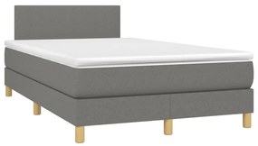 Κρεβάτι Boxspring με Στρώμα Σκούρο Γκρι 120x200 εκ. Υφασμάτινο - Γκρι