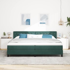 vidaXL κρεβάτι Box Spring με στρώμα  Σκούρο Πράσινο 200x200 εκ. Βελούδο