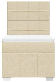Κρεβάτι Boxspring με Στρώμα Κρεμ 100 x 200 εκ. Υφασμάτινο - Κρεμ