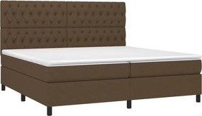 vidaXL Κρεβάτι Boxspring με Στρώμα &amp; LED Σκ.Καφέ 200x200εκ. Υφασμάτινο