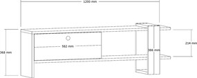 Έπιπλο Τηλεόρασης Ανθρακί / Δρυς SEPEPE 120x25x36.8