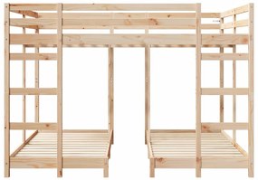 vidaXL Σκελετός Κουκέτας Τριών Επιπέδων Καφέ 160 x 200 cm