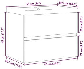 Ντουλάπι Μπάνιου με Νιπτήρα Artisan Δρυς 61x39,5x49 εκ. - Καφέ