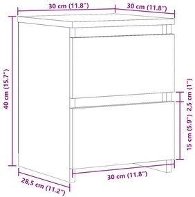 Κομοδίνο Αρτισιανή Δρυς 30x30x40 εκ. από Επεξεργασμένο Ξύλο - Καφέ