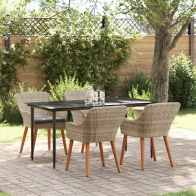 vidaXL Σετ τραπεζαρίας 5 pcs Ανοιχτό γκρι και Μαύρο Large