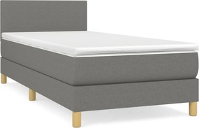 vidaXL Κρεβάτι Boxspring με Στρώμα Σκούρο Γκρι 90x200 εκ. Υφασμάτινο