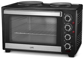 Life Kouzinaki 302 Ηλεκτρικό Φουρνάκι 30lt με 2 Εστίες και Αέρα, 3200W (221-0153)