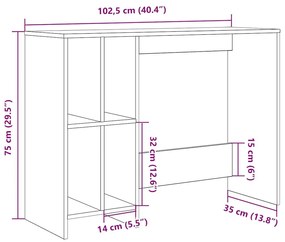 Γραφείο Αρτισιανή Δρυς 102,5x35x75 εκ. από Επεξεργασμένο Ξύλο - Καφέ