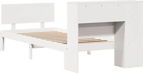 vidaXL Κρεβάτι Βιβλιοθήκη Χωρίς Στρώμα Λευκό 75x190 εκ Μασίφ Πεύκο