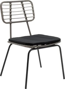 Τραπεζαρία Naoki σετ 3τεμ μαύρο μέταλλο-pe γκρι