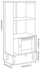 Βιβλιοθήκη SENJA Μαύρο / Ρατάν 60x35x130 εκ. Μασίφ Ξύλο Πεύκου - Μαύρο