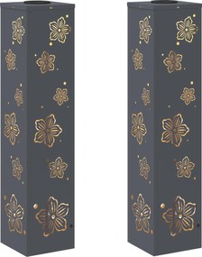 vidaXL Ηλιακό LED Φως Δρόμου 2 pcs Ανθρακί Κρύο Ρολαρισμένο Χάλυβα