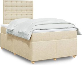vidaXL Κρεβάτι Boxspring με Στρώμα Κρεμ 120x190 εκ. Υφασμάτινο