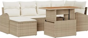 vidaXL Σετ Καναπέ Κήπου με αποθήκευση 7 pcs Μπεζ Πολυ ράταν