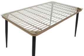 Σετ κήπου Τραπεζαρία Naoki U 5τεμ rattan pe σε φυσικό και μαύρο μέταλλο 160x90x78εκ 160x90x78 εκ.
