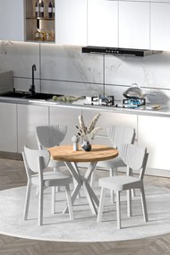 Stewehome Σετ Τραπεζαρίας Στρογγυλό με 4 Καρέκλες Δρυς /Λευκό 90x90x75 cm