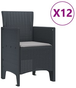 vidaXL Σετ Τραπεζαρίας Κήπου 13 Τεμαχίων με Μαξιλάρια Ανθρακί Συνθετικό Ρατάν
