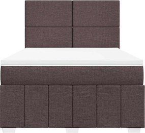 vidaXL Κρεβάτι Boxspring με Στρώμα Σκούρο Καφέ 160x200 εκ Υφασμάτινο