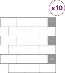 vidaXL Πλακάκι Subway 10 τεμ. Λευκό Γκρι 30 x 30 cm