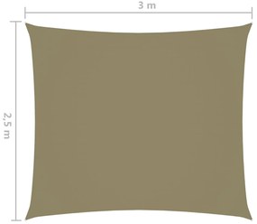 vidaXL Πανί Σκίασης Ορθογώνιο Μπεζ 2,5 x 3 μ. από Ύφασμα Oxford