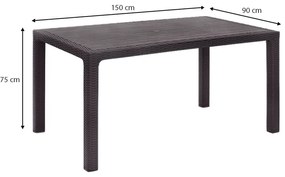 Τραπέζι πολυπροπυλενίου Kalan Megapap χρώμα καφέ 150x90x75εκ.