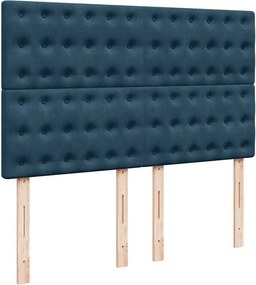 vidaXL Κρεβάτι Boxspring με Στρώμα Σκούρο Μπλε 140x190 εκ. Βελούδινο