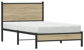vidaXL Σκελετός Κρεβ. Χωρίς Στρώμα Sonoma Δρυς 100x200 εκ. Μεταλλικό