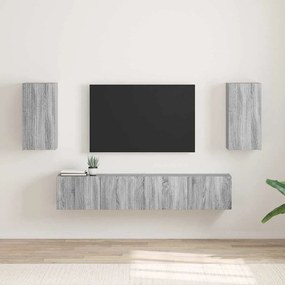 vidaXL Ντουλάπι Τηλεόρασης Τοίχου 2 pcs Γκρίζο Σονομα
