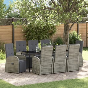 vidaXL Σετ Φαγητού Κήπου 9 pcs Γκρι 200 x 80 x 73 εκ PE ρατάν