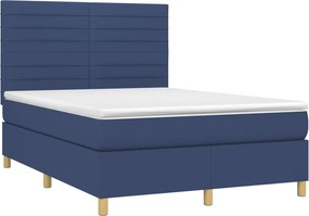vidaXL Κρεβάτι Boxspring με Στρώμα Μπλε 140x190 εκ. Υφασμάτινο