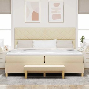 vidaXL Κρεβάτι με ελατήρια με στρώμα Κρεμ 200 x 200 cm ύφασμα