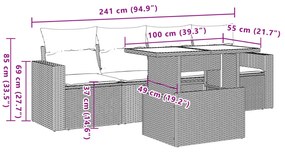 Σαλόνι Κήπου Σετ 5 Τεμαχίων Γκρι Συνθετικό Ρατάν με Μαξιλάρια - Γκρι