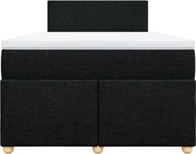 vidaXL Κρεβάτι Boxspring με Στρώμα Μαύρο 120x190 εκ. Υφασμάτινο