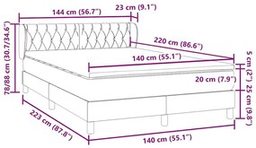 Box Spring Κρεβάτι με στρώμα Μαύρο 140x220 cm Βελούδινο - Μαύρο