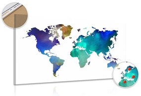 Εικόνα στον παγκόσμιο χάρτη χρώματος φελλού σε σχέδιο ακουαρέλας - 90x60  transparent