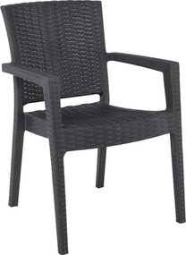 LORA-Pro Πολυθρόνα Στοιβαζόμενη, PP (Rattan Look) Απόχρωση Ανθρακί   1τμχ