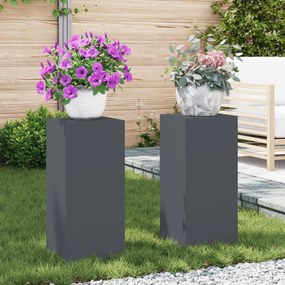 vidaXL Εξωτερικά Στηρίγματα Φυτών Pillar 2 τμχ Ανθρακί 24x24x55 εκ Ατσάλι