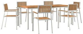 vidaXL Σέτ φαγητού για κήπο 7 pcs Καφέ Μασίφ ξύλο teak