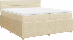 vidaXL Κρεβάτι Boxspring με Στρώμα Κρεμ 200x200 εκ. Υφασμάτινο