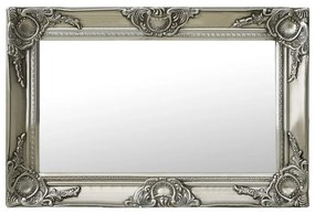 Καθρέφτης Τοίχου με Μπαρόκ Στιλ Ασημί 60 x 40 εκ. - Ασήμι