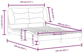 Πλαίσιο Κρεβατιού με Κεφαλάρι Γκρι 120x200 εκ. Συνθετικό Δέρμα - Γκρι