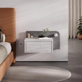 Κομοδίνο Παλαιό Λευκό / Ρετρό Γκρι CRIBRI 52x30x28