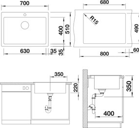 Blanco Pleon 8 - Νεροχύτης Κουζίνας Γρανίτη 70x50 - White